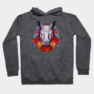 Honorable Javan Rhino and Floral Aesthetic Hoodie